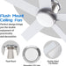 52 in. Black Flush Mount Low Profile Ceiling Fan, Reversible Ceiling Fan Summer Winter, Outdoor Ceiling Fan for Patio Porch Garage Shop Factory Warehouse-10-ErisView