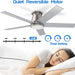 52 in. Black Flush Mount Low Profile Ceiling Fan, Reversible Ceiling Fan Summer Winter, Outdoor Ceiling Fan for Patio Porch Garage Shop Factory Warehouse-11-ErisView