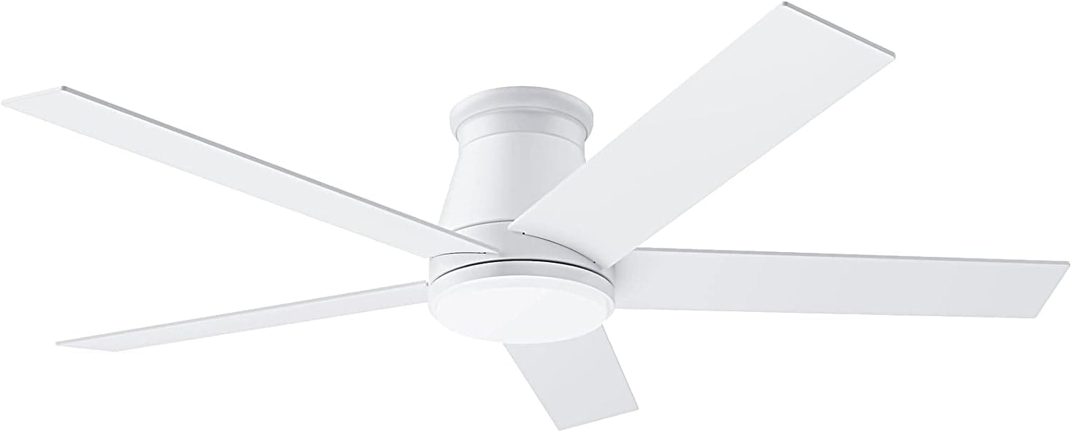52 in. Black Flush Mount Low Profile Ceiling Fan, Reversible Ceiling Fan Summer Winter, Outdoor Ceiling Fan for Patio Porch Garage Shop Factory Warehouse-15-ErisView