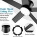 52 in. Black Flush Mount Low Profile Ceiling Fan, Reversible Ceiling Fan Summer Winter, Outdoor Ceiling Fan for Patio Porch Garage Shop Factory Warehouse-2-ErisView