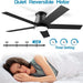 52 in. Black Flush Mount Low Profile Ceiling Fan, Reversible Ceiling Fan Summer Winter, Outdoor Ceiling Fan for Patio Porch Garage Shop Factory Warehouse-4-ErisView