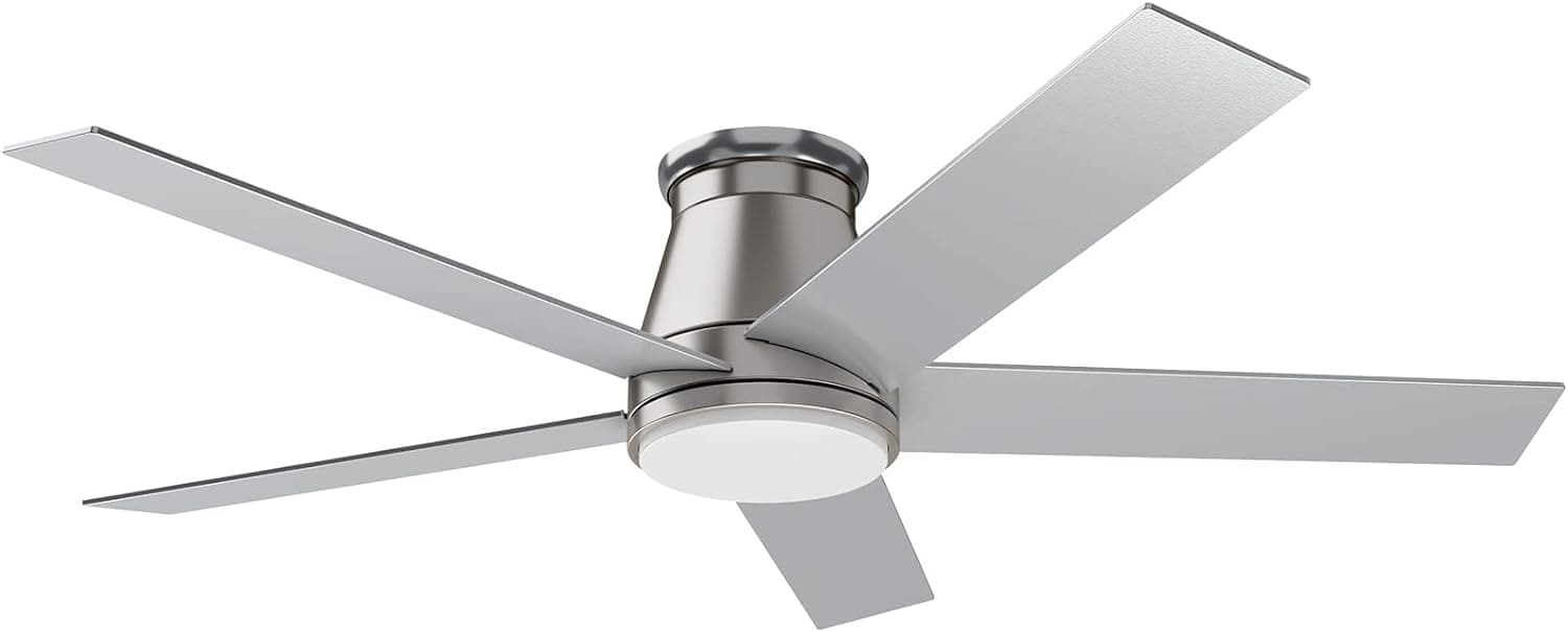 52 in. Black Flush Mount Low Profile Ceiling Fan, Reversible Ceiling Fan Summer Winter, Outdoor Ceiling Fan for Patio Porch Garage Shop Factory Warehouse-8-ErisView