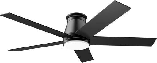 52 in. Black Flush Mount Low Profile Ceiling Fan, Reversible Ceiling Fan Summer Winter, Outdoor Ceiling Fan for Patio Porch Garage Shop Factory Warehouse-1-ErisView