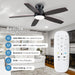 52 in. Black Flush Mount Low Profile Ceiling Fan with Lights and Remote, LED Dimmable Reversible Modern Ceiling Fan for Living Room Bedroom Dining Room-4-ErisView