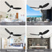 52 in. Black Flush Mount Outdoor Ceiling Fan with Remote, LED Dimmable Reversible DC Ceiling Fan, Outdoor Indoor Ceiling Fan for Kitchen Bedroom Patio-6-ErisView