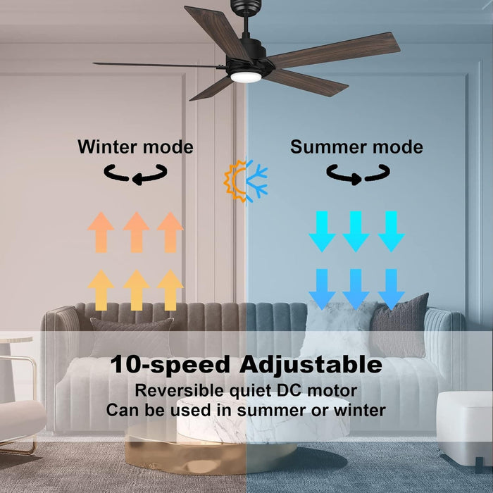 52 in. Black Gold Smart Wi-Fi LED Ceiling Fan and Light, Smart Fans with Remote and APP Control, Compatible with Alexa Google Assistant Siri Shortcut-11-ErisView