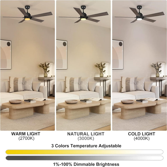 52 in. Black Gold Smart Wi-Fi LED Ceiling Fan and Light, Smart Fans with Remote and APP Control, Compatible with Alexa Google Assistant Siri Shortcut-12-ErisView