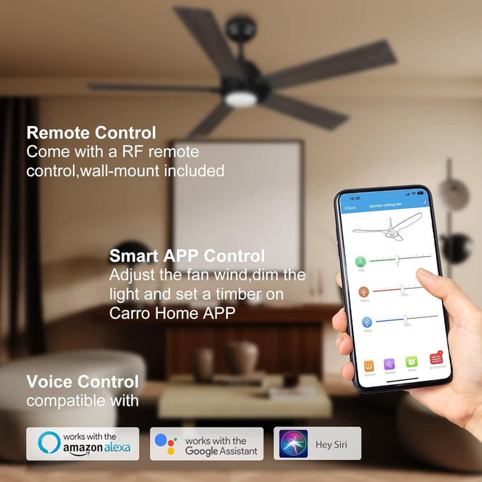 52 in. Black Gold Smart Wi-Fi LED Ceiling Fan and Light, Smart Fans with Remote and APP Control, Compatible with Alexa Google Assistant Siri Shortcut-13-ErisView