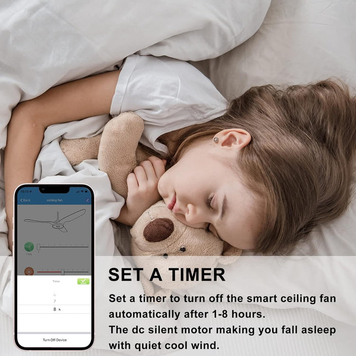 52 in. Black Gold Smart Wi-Fi LED Ceiling Fan and Light, Smart Fans with Remote and APP Control, Compatible with Alexa Google Assistant Siri Shortcut-15-ErisView