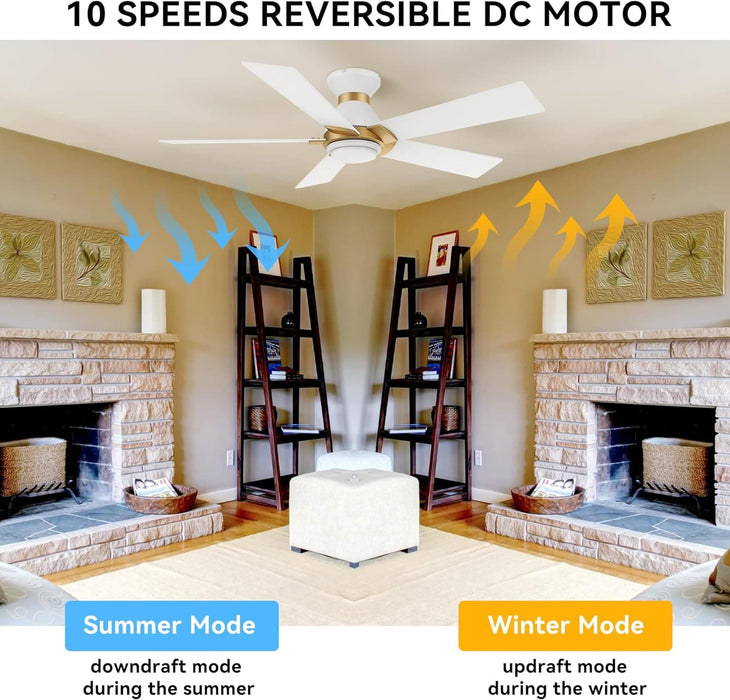 52 in. Black Gold Smart Wi-Fi LED Ceiling Fan and Light, Smart Fans with Remote and APP Control, Compatible with Alexa Google Assistant Siri Shortcut-18-ErisView