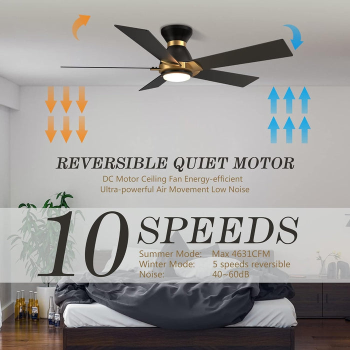 52 in. Black Gold Smart Wi-Fi LED Ceiling Fan and Light, Smart Fans with Remote and APP Control, Compatible with Alexa Google Assistant Siri Shortcut-3-ErisView
