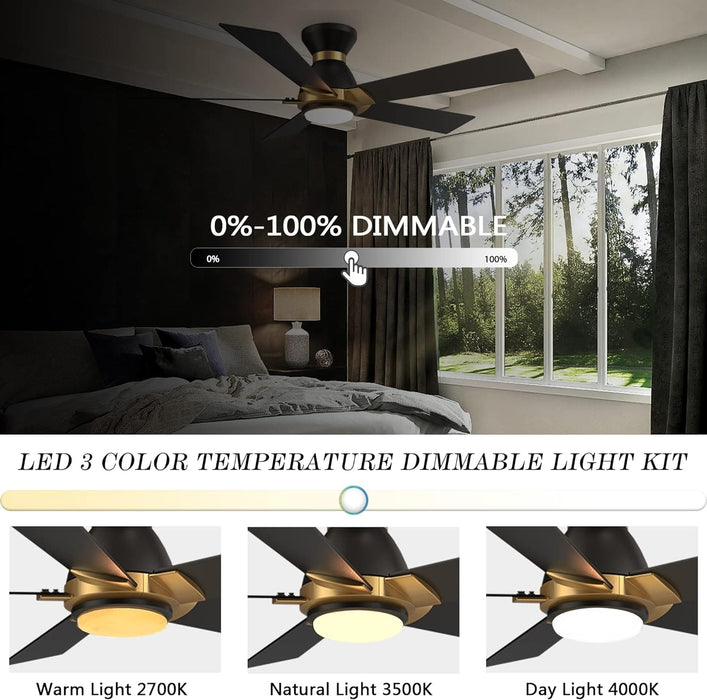 52 in. Black Gold Smart Wi-Fi LED Ceiling Fan and Light, Smart Fans with Remote and APP Control, Compatible with Alexa Google Assistant Siri Shortcut-4-ErisView