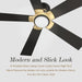 52 in. Black Gold Smart Wi-Fi LED Ceiling Fan and Light, Smart Fans with Remote and APP Control, Compatible with Alexa Google Assistant Siri Shortcut-7-ErisView