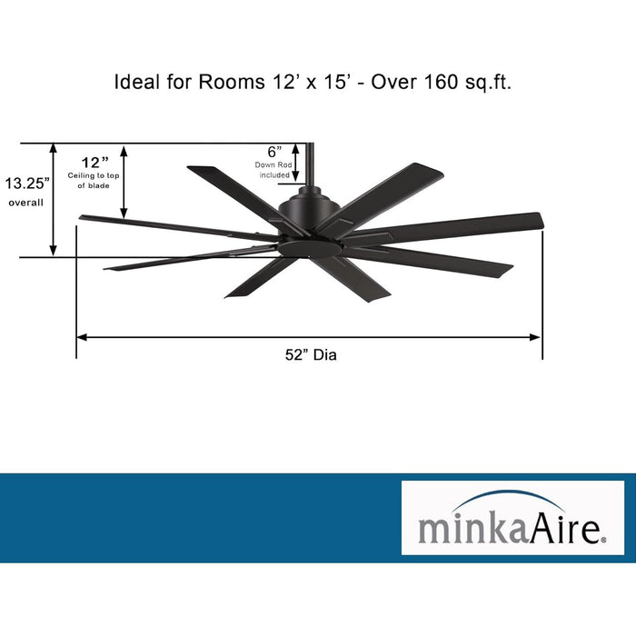 52 in. Black Indoor Outdoor Ceiling Fans without Lights, Ceiling Fan with Remote-3-ErisView