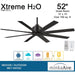 52 in. Black Indoor Outdoor Ceiling Fans without Lights, Ceiling Fan with Remote-4-ErisView