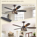 52 in. Black Industrial Caged Ceiling Fan for Bedroom Living Room Kitchen, 5 Blade Farmhouse Ceiling Fan with Lights Remote, Reversible Quiet Ceiling Fans-11-ErisView