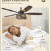 52 in. Black Industrial Caged Ceiling Fan for Bedroom Living Room Kitchen, 5 Blade Farmhouse Ceiling Fan with Lights Remote, Reversible Quiet Ceiling Fans-13-ErisView