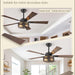 52 in. Black Industrial Caged Ceiling Fan for Bedroom Living Room Kitchen, 5 Blade Farmhouse Ceiling Fan with Lights Remote, Reversible Quiet Ceiling Fans-18-ErisView