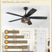 52 in. Black Industrial Caged Ceiling Fan for Bedroom Living Room Kitchen, 5 Blade Farmhouse Ceiling Fan with Lights Remote, Reversible Quiet Ceiling Fans-2-ErisView