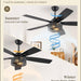 52 in. Black Industrial Caged Ceiling Fan for Bedroom Living Room Kitchen, 5 Blade Farmhouse Ceiling Fan with Lights Remote, Reversible Quiet Ceiling Fans-4-ErisView