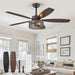 52 in. Black Industrial Caged Ceiling Fan for Bedroom Living Room Kitchen, 5 Blade Farmhouse Ceiling Fan with Lights Remote, Reversible Quiet Ceiling Fans-9-ErisView