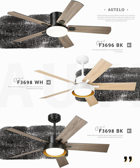 52 in. Black Industrial Remote Control Ceiling Fan and Light, LED Reversible Ceiling Fan, Wood Living Room Ceiling Fan-6-ErisView