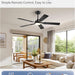 52 in. Black Modern Ceiling Fan, Farmhouse Indoor Outdoor Ceiling Fan with Light and Remote, Quiet Ceiling Fans with Bright LED Light-2-ErisView