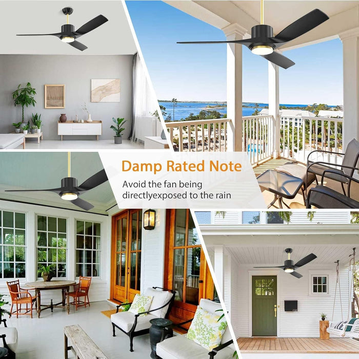 52 in. Black Modern Ceiling Fan with Dimmable LED Light, Farmhouse Wood Ceiling Fan with Light for Patio Gazebo, Simple Ceiling Fan-8-ErisView
