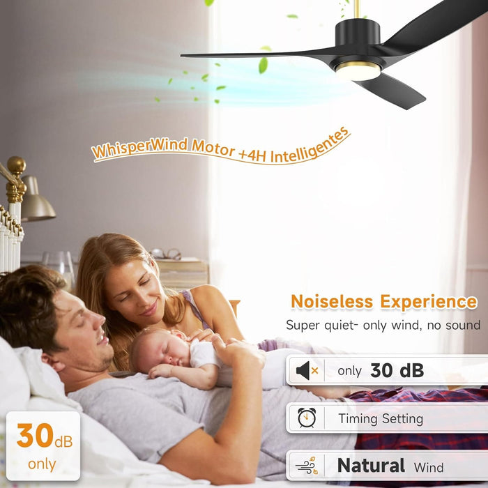 52 in. Black Modern Ceiling Fan with Dimmable LED Light, Farmhouse Wood Ceiling Fan with Light for Patio Gazebo, Simple Ceiling Fan-9-ErisView