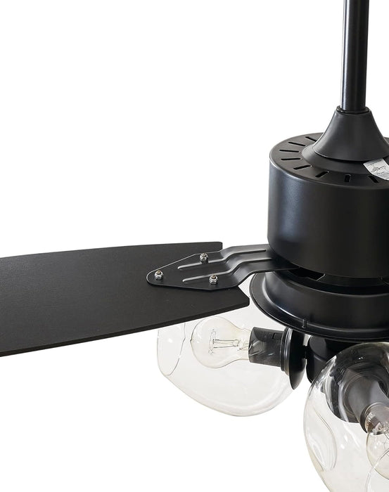52 in. Black Modern Ceiling Fan with Light and Remote Control, 3 Blades Reversible Ceiling Fan-4-ErisView