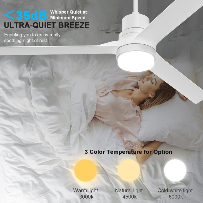 52 in. Black Modern Reversible DC Ceiling Fan, Remote Control Ceiling Fan and Light, Indoor Outdoor Ceiling Fan for Patio Living Room Bedroom-10-ErisView