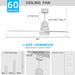 52 in. Black Modern Reversible DC Ceiling Fan, Remote Control Ceiling Fan and Light, Indoor Outdoor Ceiling Fan for Patio Living Room Bedroom-13-ErisView