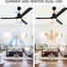 52 in. Black Modern Reversible DC Ceiling Fan, Remote Control Ceiling Fan and Light, Indoor Outdoor Ceiling Fan for Patio Living Room Bedroom-2-ErisView