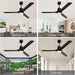 52 in. Black Modern Reversible DC Ceiling Fan, Remote Control Ceiling Fan and Light, Indoor Outdoor Ceiling Fan for Patio Living Room Bedroom-6-ErisView