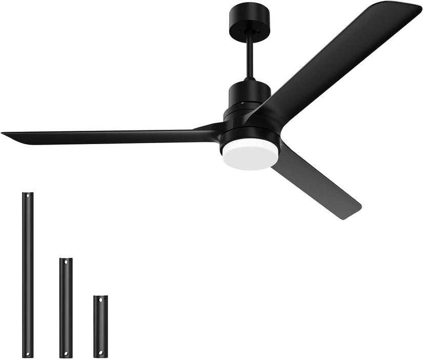 52 in. Black Modern Reversible DC Ceiling Fan, Remote Control Ceiling Fan and Light, Indoor Outdoor Ceiling Fan for Patio Living Room Bedroom-1-ErisView