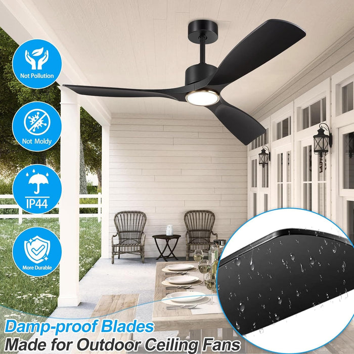 52 in. Black Modern Smart Ceiling Fan with Light for Patio for Living Room Bedroom Dining Room, Remote Control Ceiling Fan and Light-2-ErisView