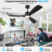52 in. Black Modern Smart Ceiling Fan with Light for Patio for Living Room Bedroom Dining Room, Remote Control Ceiling Fan and Light-4-ErisView