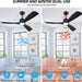 52 in. Black Modern Smart Ceiling Fan with Light for Patio for Living Room Bedroom Dining Room, Remote Control Ceiling Fan and Light-6-ErisView