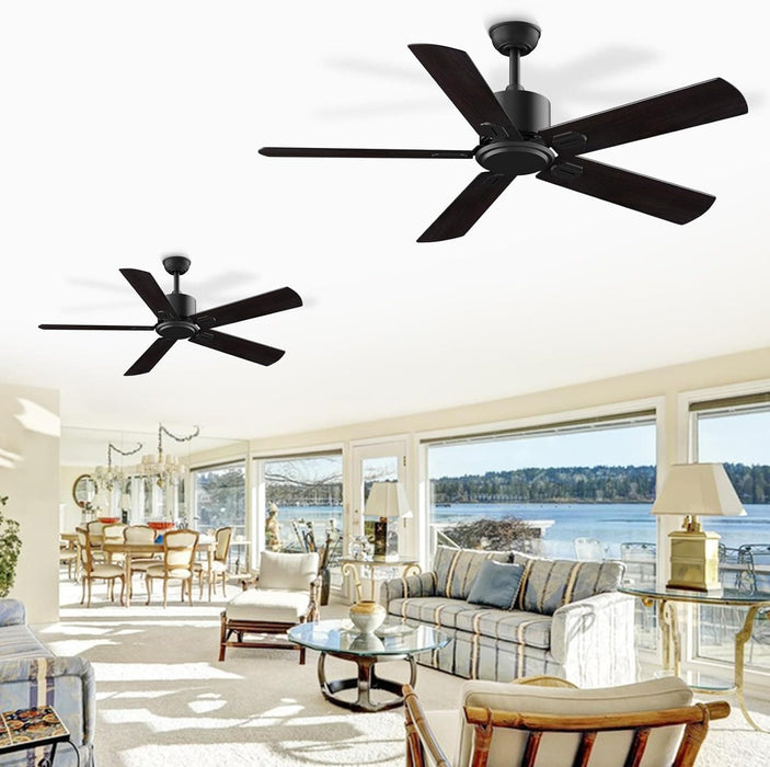 52 in. Black Outdoor Ceiling Fan NO Light for Bedroom Living Room, Remote Control Fan, Stylish Ceiling Fans, 5 Blade Outdoor Patio Fans-2-ErisView