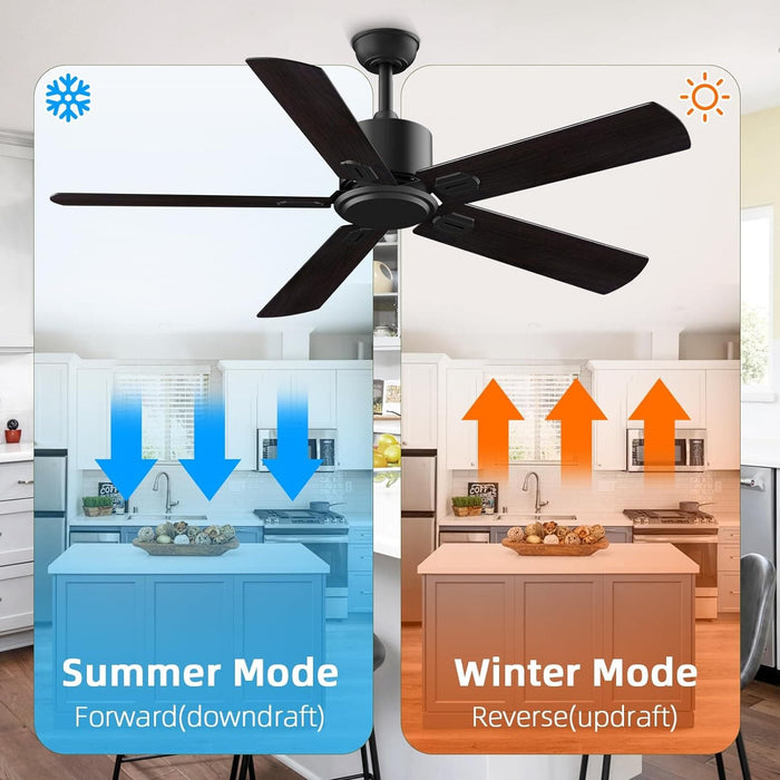 52 in. Black Outdoor Ceiling Fan NO Light for Bedroom Living Room, Remote Control Fan, Stylish Ceiling Fans, 5 Blade Outdoor Patio Fans-3-ErisView