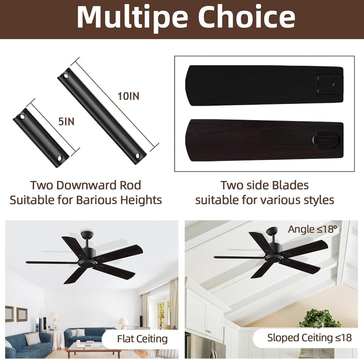 52 in. Black Outdoor Ceiling Fan NO Light for Bedroom Living Room, Remote Control Fan, Stylish Ceiling Fans, 5 Blade Outdoor Patio Fans-5-ErisView