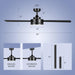 52 in. Black Outdoor Ceiling Fans with Light and Remote, Modern Indoor Outdoor Ceiling Fans, Reversible Quiet Ceiling Fans -8-ErisView