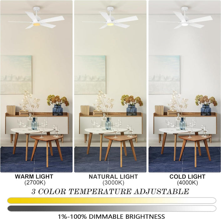 52 in. Black Outdoor Fan, Gold Smart Wi-Fi LED Ceiling Fan with Remote, Compatible with Alexa Google Assistant Siri Shortcut APP Control -10-ErisView