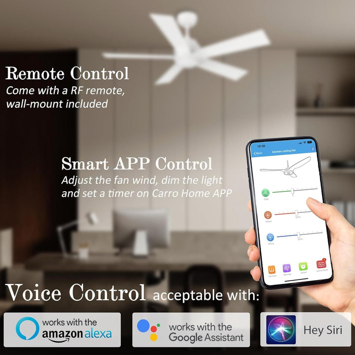 52 in. Black Outdoor Fan, Gold Smart Wi-Fi LED Ceiling Fan with Remote, Compatible with Alexa Google Assistant Siri Shortcut APP Control -12-ErisView