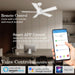 52 in. Black Outdoor Fan, Gold Smart Wi-Fi LED Ceiling Fan with Remote, Compatible with Alexa Google Assistant Siri Shortcut APP Control -12-ErisView