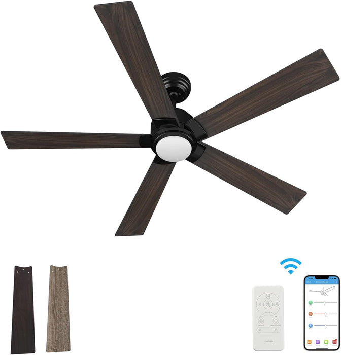 52 in. Black Outdoor Fan, Gold Smart Wi-Fi LED Ceiling Fan with Remote, Compatible with Alexa Google Assistant Siri Shortcut APP Control -21-ErisView