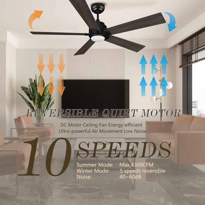 52 in. Black Outdoor Fan, Gold Smart Wi-Fi LED Ceiling Fan with Remote, Compatible with Alexa Google Assistant Siri Shortcut APP Control -23-ErisView