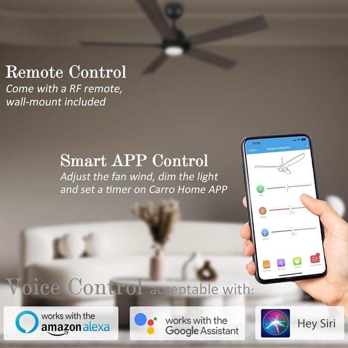 52 in. Black Outdoor Fan, Gold Smart Wi-Fi LED Ceiling Fan with Remote, Compatible with Alexa Google Assistant Siri Shortcut APP Control -24-ErisView