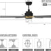 52 in. Black Outdoor Fan, Gold Smart Wi-Fi LED Ceiling Fan with Remote, Compatible with Alexa Google Assistant Siri Shortcut APP Control -7-ErisView