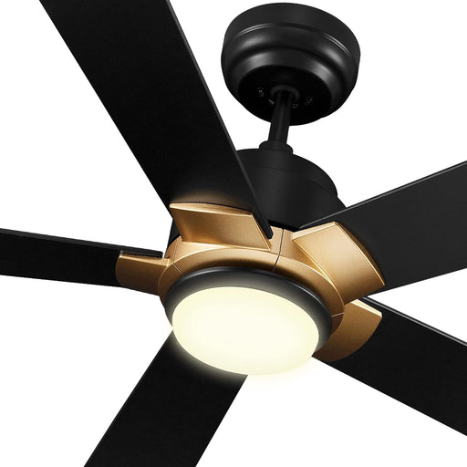 52 in. Black Outdoor Fan, Gold Smart Wi-Fi LED Ceiling Fan with Remote, Compatible with Alexa Google Assistant Siri Shortcut APP Control -1-ErisView
